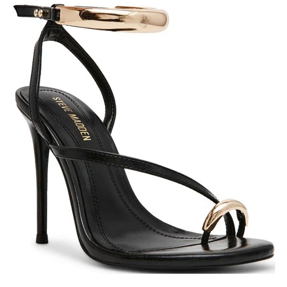 Steve Madden Black Heels with Gold Accents